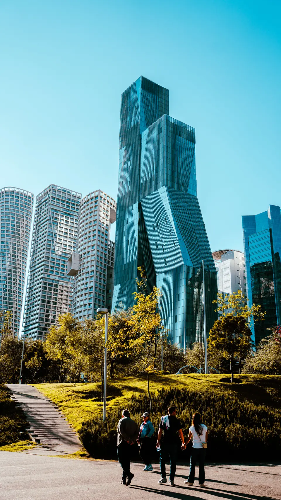 Corporate towers in a financial district